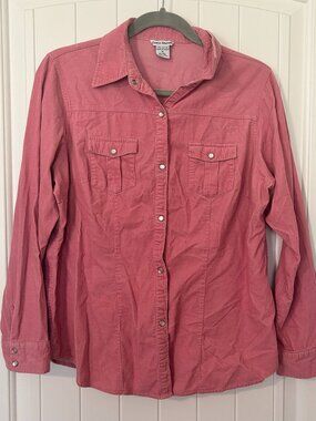 Cotton Express Pink Western Snap Shirt Women’s XL Utility Workwear Utility